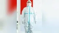 Traje de protección de ropa de protección médica desechable blanco/azul