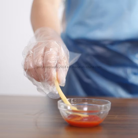 Guantes estampados desechables de plástico PE de limpieza al por mayor de alta calidad de venta caliente