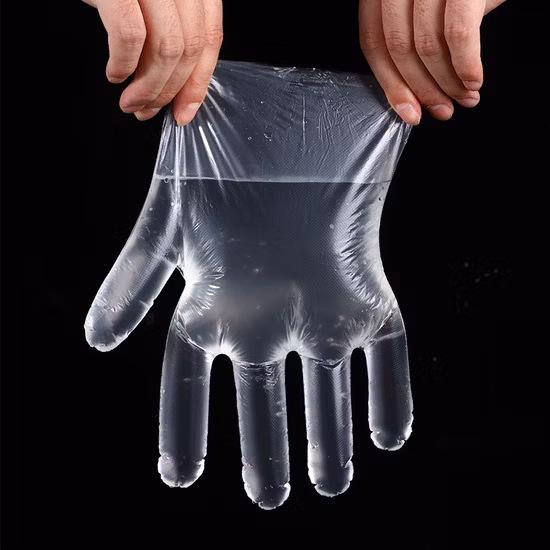 Guantes de plástico PE Guantes plegables individuales desechables para catering Contacto con alimentos con FDA