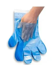 Guantes desechables de PE con tarjeta de cabecera colgante Guantes bloqueados para gasolinera de cocina