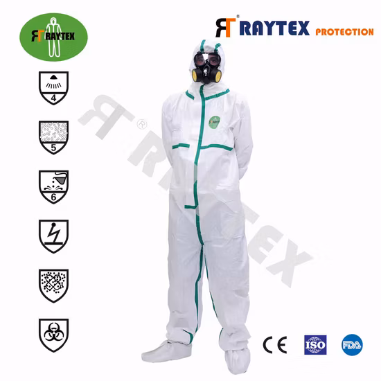 Ropa de protección de cuerpo completo Traje de PPE en stock/Equipo de protección personal Traje de protección/Mono de aislamiento desechable
